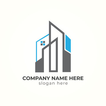 Home landing business real-estate logo design illustration creative vector for company or business