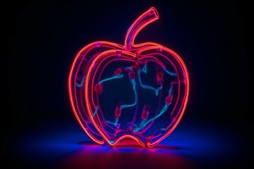 neon-style apple. Generative AI