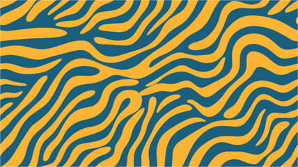 Fototapeta premium Abstract op art texture with wavy stripes. Tiger striped color. Zebra skin background. Vector zebra skin seamless pattern. Abstract organic shapes texture. Repeating background.