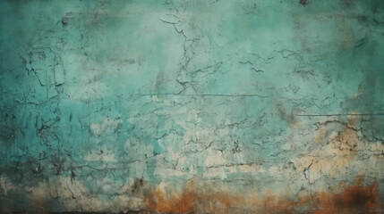 Grunge Teal Damaged Wall Texture, Background