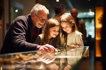 Grandparents and grandchildren exploring a museum sparking curiosity and learning.