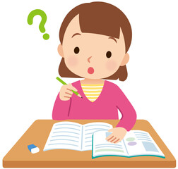 勉強する子供　女の子　疑問　小学生　高学年