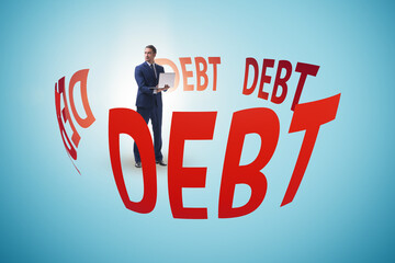 Debt and loan concept with businessman