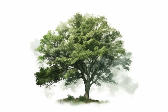Image of a 2D representation of a tree with a transparent background. Generative AI