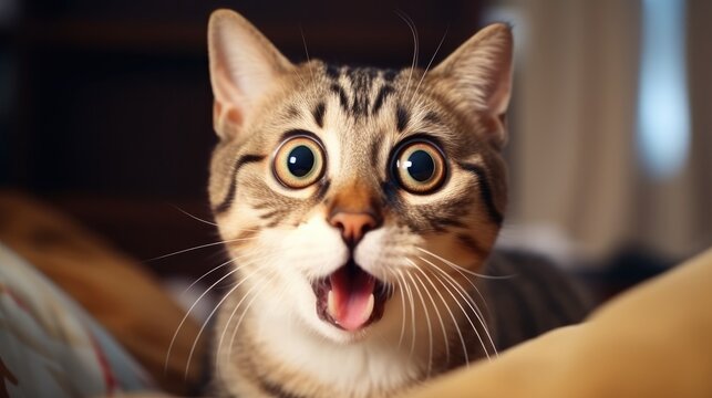 urprised cat make big eyes. American shorthair surprised cat or kitten funny face big eyes, cute, domestic, kitten, feline, Emotional surprised, kitty, wow