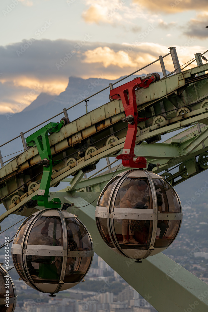 Wall mural view of grenoble from the heights of the bastille. france