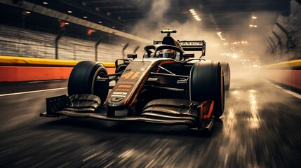 Formula 1 car racing past in a flash.cool wallpaper	 - obrazy, fototapety, plakaty