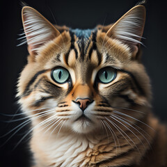 Obraz premium cat face with big eyes in closeup - generated by ai