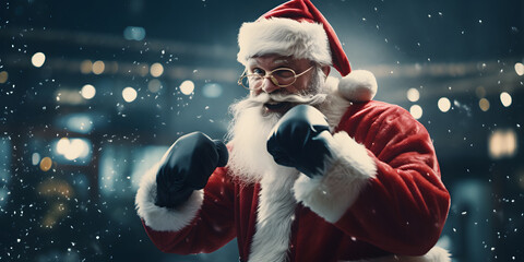 santa claus boxer with boxing gloves