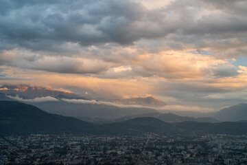 View of Grenoble from the heights of the Bastille. France