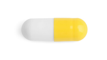 One pill isolated on white, top view