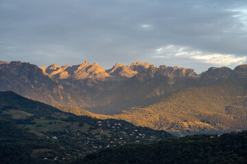 View of the mountains at the end of the day