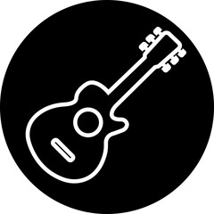 Black and white Guitar icon. Acoustic musical instrument sign Isolated on Transparent background. Music symbol Modern, simple line icon for web site or mobile app with editable stock.