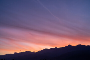 View of the mountains at the end of the day