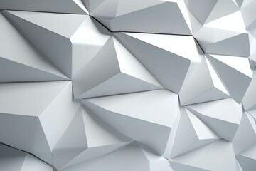 Futuristic 3D wall with diamond-shaped, polished white tiles. Futuristic render. Generative AI