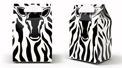 milk containers showing cow faces and cow prints in unique package redesign concept - obrazy, fototapety, plakaty