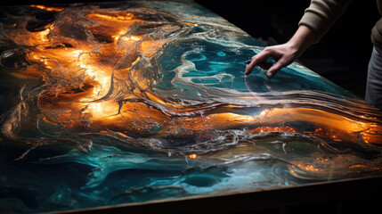 Colorful epoxy resin table top