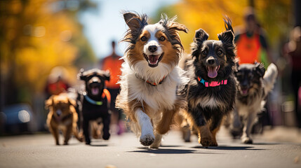 Running dogs in a marathon