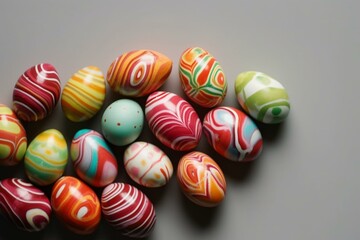 Fototapeta na wymiar Easter eggs arranged diagonally. Generative AI