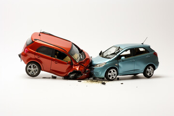 車のミニチュアによる交通事故のイメージ - obrazy, fototapety, plakaty