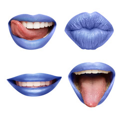 Woman's lips on white background, collage design