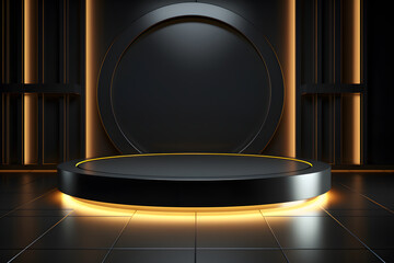 Empty podium on a background of luxurious light.