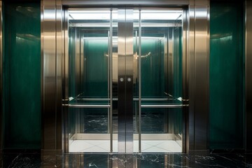 contemporary lift with shut doors. Generative AI