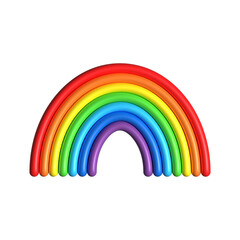 3d colorful rainbow with clouds