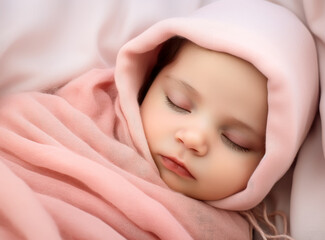Fototapeta na wymiar Sleeping newborn baby girl.