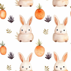 Bunny rabbit Christmas seamless pattern, winter , seamless for kids