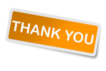 Thank you red square sticker isolated on white