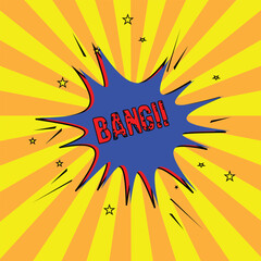 Comic design text BANG!! . Cartoon art. Vector Illustration
