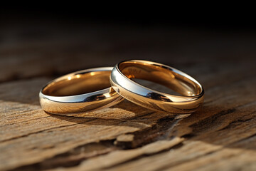 シンプルで美しい2つの結婚指輪 - obrazy, fototapety, plakaty