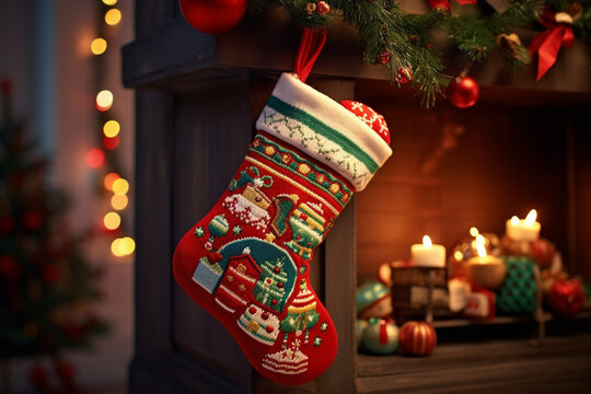 クリスマスイブに飾られた靴下