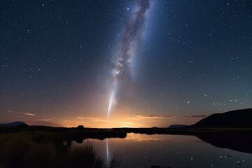 Stunning cosmic spectacle with shooting stars and a breathtaking comet. Generative AI