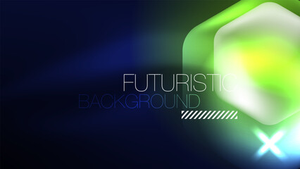 Glowing blue neon hexagons in dark space. Digital technology cyberspace hi-tech techno abstract background template