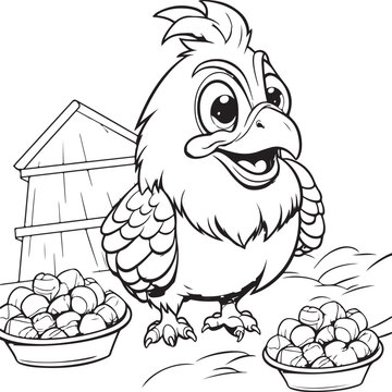 chicken eating coloring page