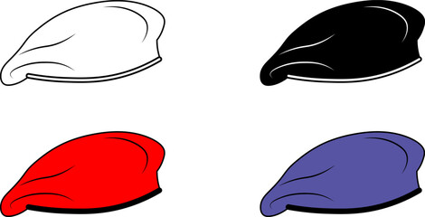 outline silhouette beret icon set