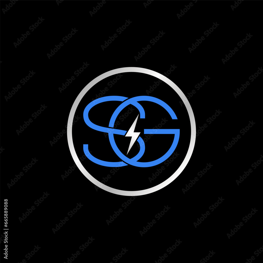 Poster logo design graphic concept creative abstract premium stock vector initial sg connect font with ligh