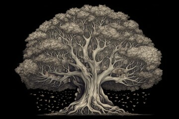 An illustration of a tree symbolizing the human brain and the incredible potential of our thoughts. Generative AI - obrazy, fototapety, plakaty