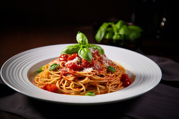 美味しそうなトマトソースのスパゲッティ