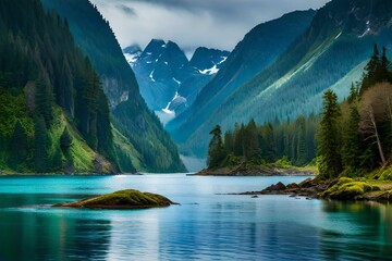 **The Great Bear Rainforest, British Columbia, Canada: This remote wilderness on the western coast of Canada is a haven for wildlife and one of the largest temperate rainforests in the world. Its pris - obrazy, fototapety, plakaty