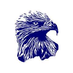 line sketch of an eagle's head as an element for making logos, activity symbols and organizational symbols