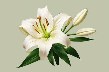 Fototapeta na wymiar realistic white lily isolated on background. Generative AI