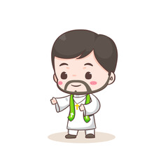 Fototapeta premium Cute priest or pastor cartoon character illustration. Christian and catholic religion concept design. Profession illustration. Adorable chibi style vector