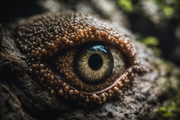 Fototapeta premium The gaze of strange eyes in the depths of a mysterious cave, creature eyeball