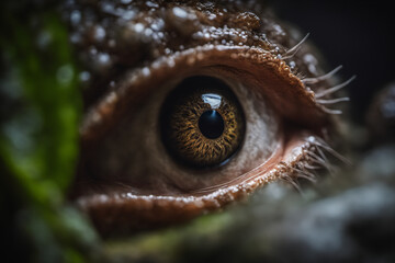 The gaze of strange eyes in the depths of a mysterious cave, creature eyeball