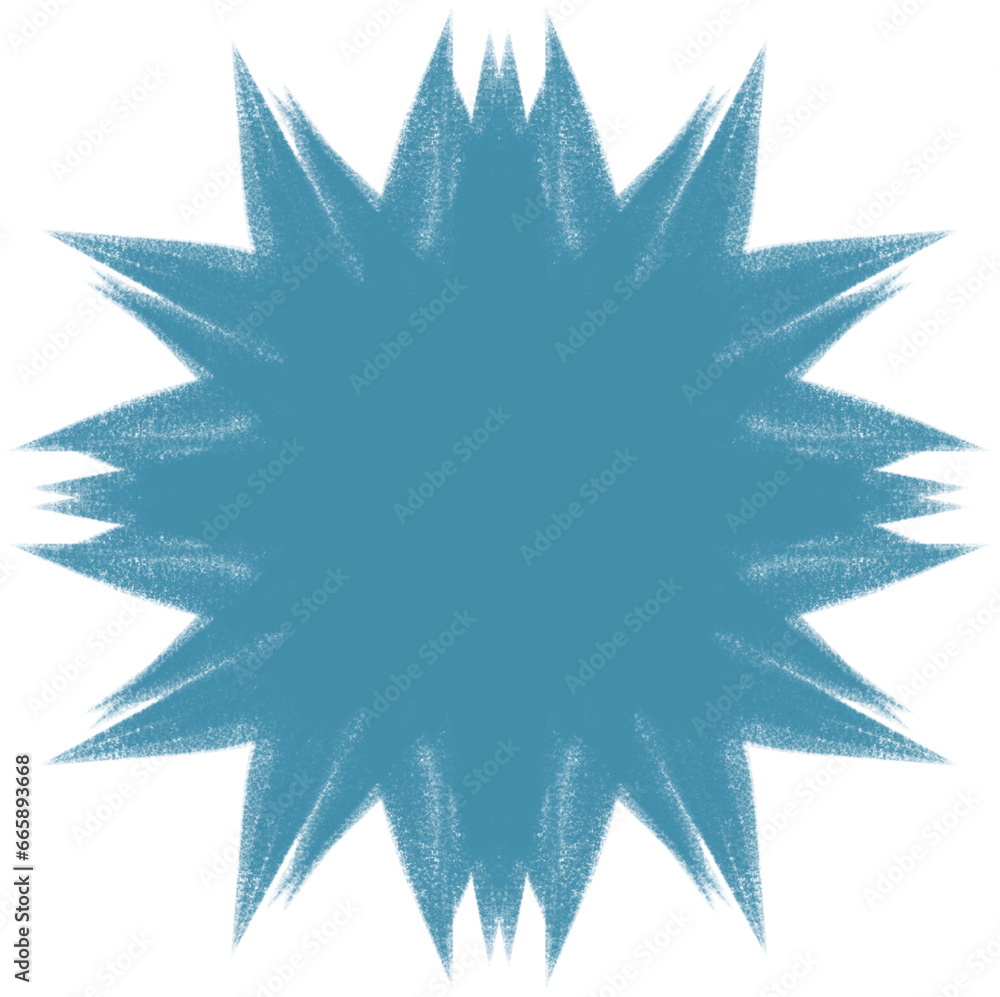 Wall mural blue spiked abstract shape coal brush