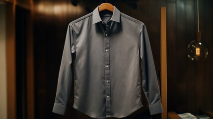 A smoky gray shirt displayed with style.