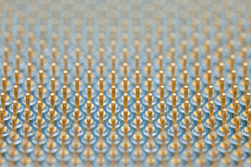 Processor of a computer or laptop close up. Computer chip contacts.